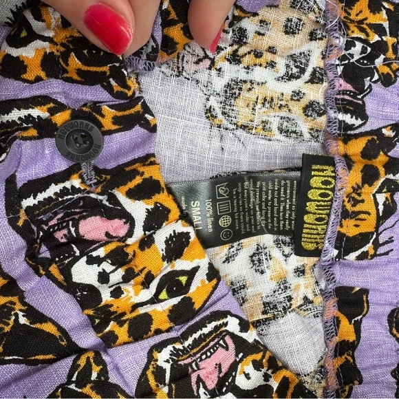 NOOWORK Catalina linen summer pants ft Cheetah Head AOP - Picture 2 of 5